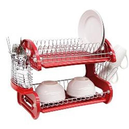 BAKEOFF Corp  Dish Drainer 2Tier Plastic Red -Red BA1785559